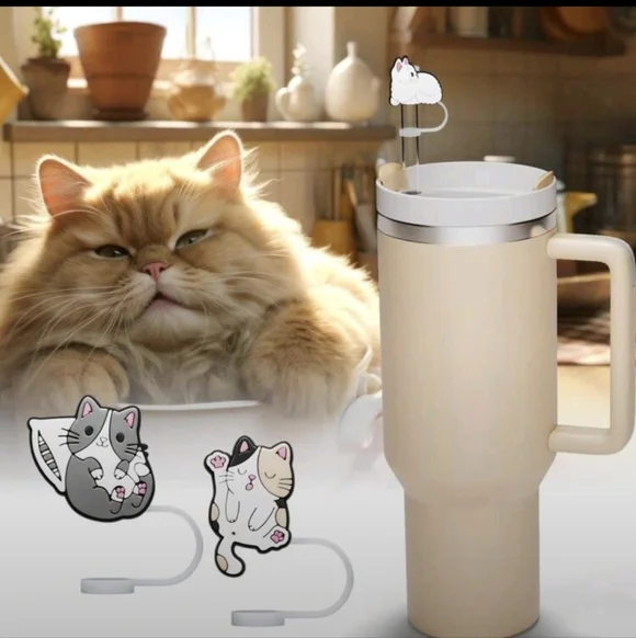 Cat Silicone Straw Toppers - Picture 3 of 4